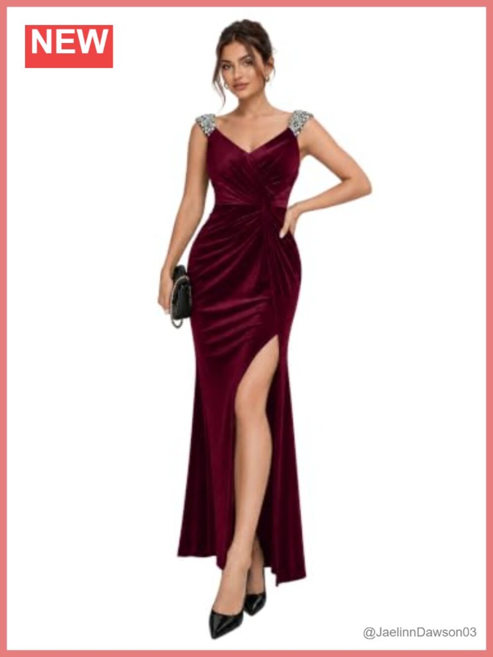 Velvet V-Neck Maxi Formal Wedding Guest Dress Mermaid Slit